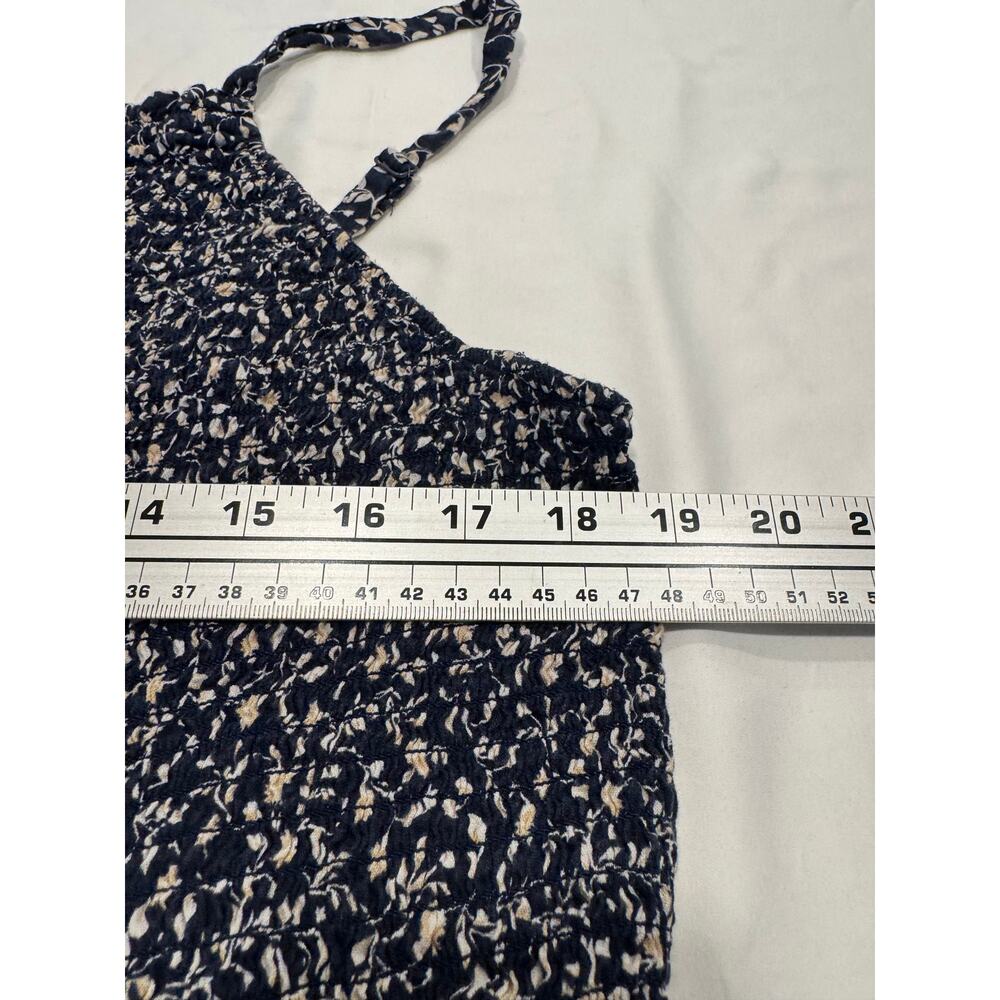 Old Navy Smocked Jersey Cami Jumpsuit XL Blue Ditsy Floral Square Neck Spaghetti - Picture 6 of 12